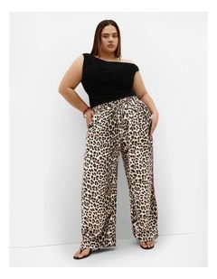 Plus Size Leopard Tape Stripe Pant in Neutral