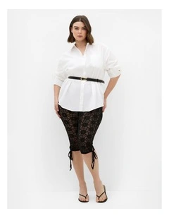 Plus Size Lace Capri Pant in Black