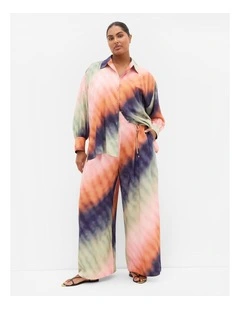 Plus Size Sunset Ombre Print Wide Leg Pant inPpeach