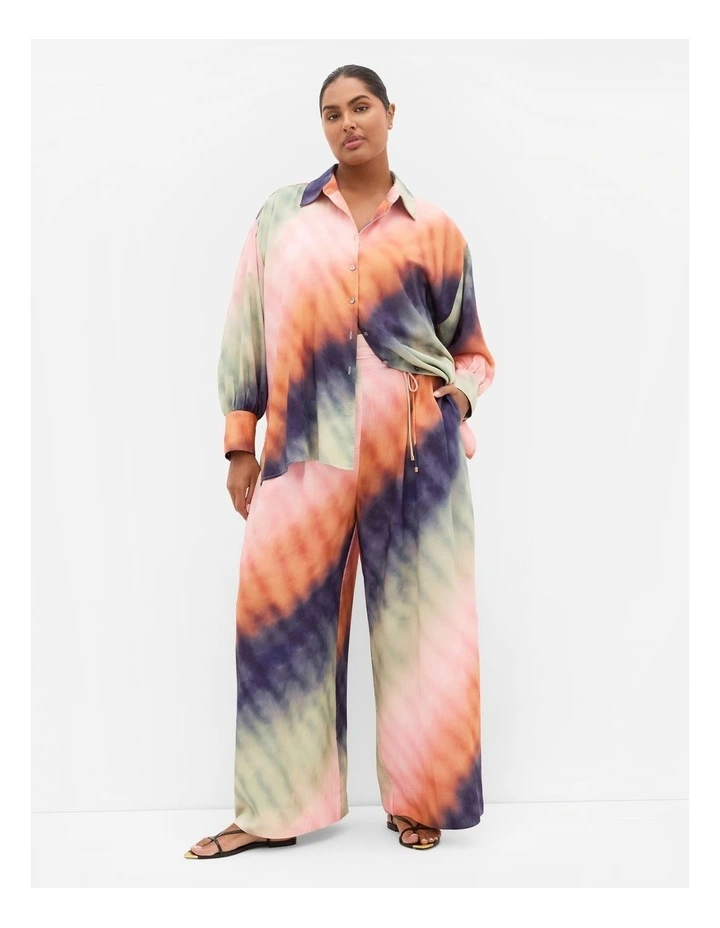 Plus Size Sunset Ombre Print Wide Leg Pant inPpeach image 1