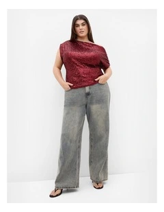 Plus Size Adorn Sequin Top in Berry