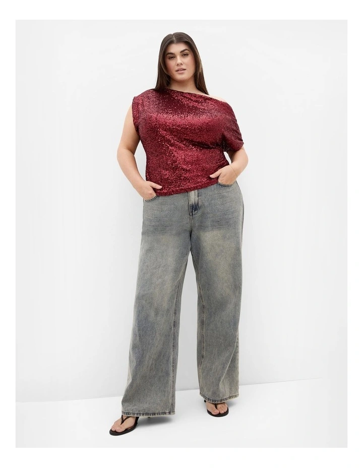 Plus Size Adorn Sequin Top in Berry image 1
