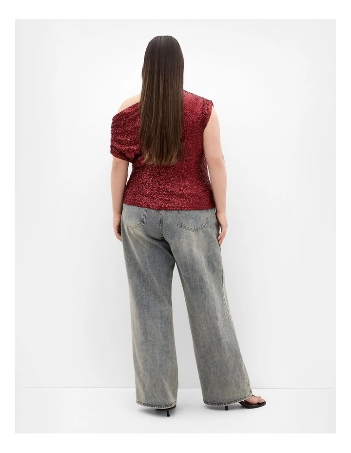 Plus Size Adorn Sequin Top in Berry image 2