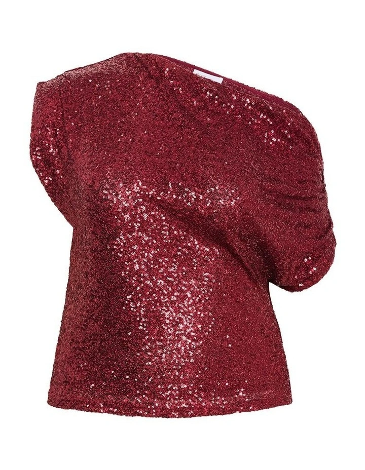 Plus Size Adorn Sequin Top in Berry image 3