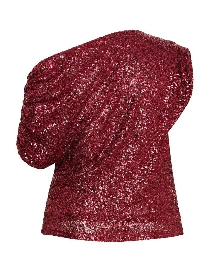 Plus Size Adorn Sequin Top in Berry image 4