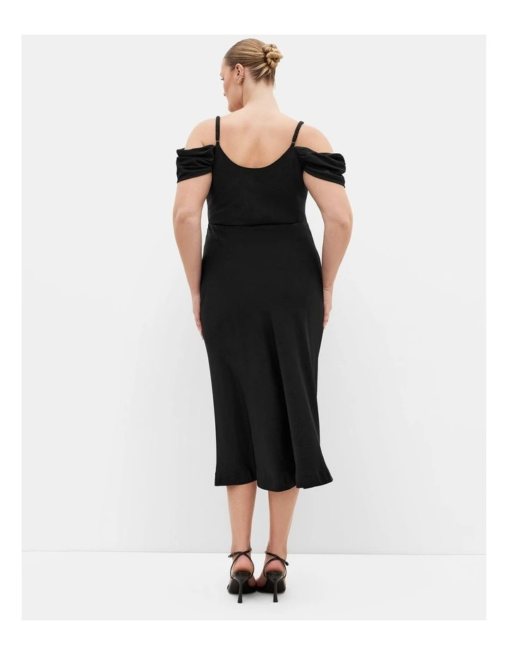 Plus Size Marisa Cold Shoulder Midi Dress in Black image 2