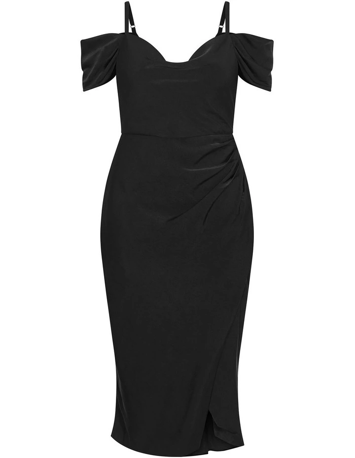 Plus Size Marisa Cold Shoulder Midi Dress in Black image 3