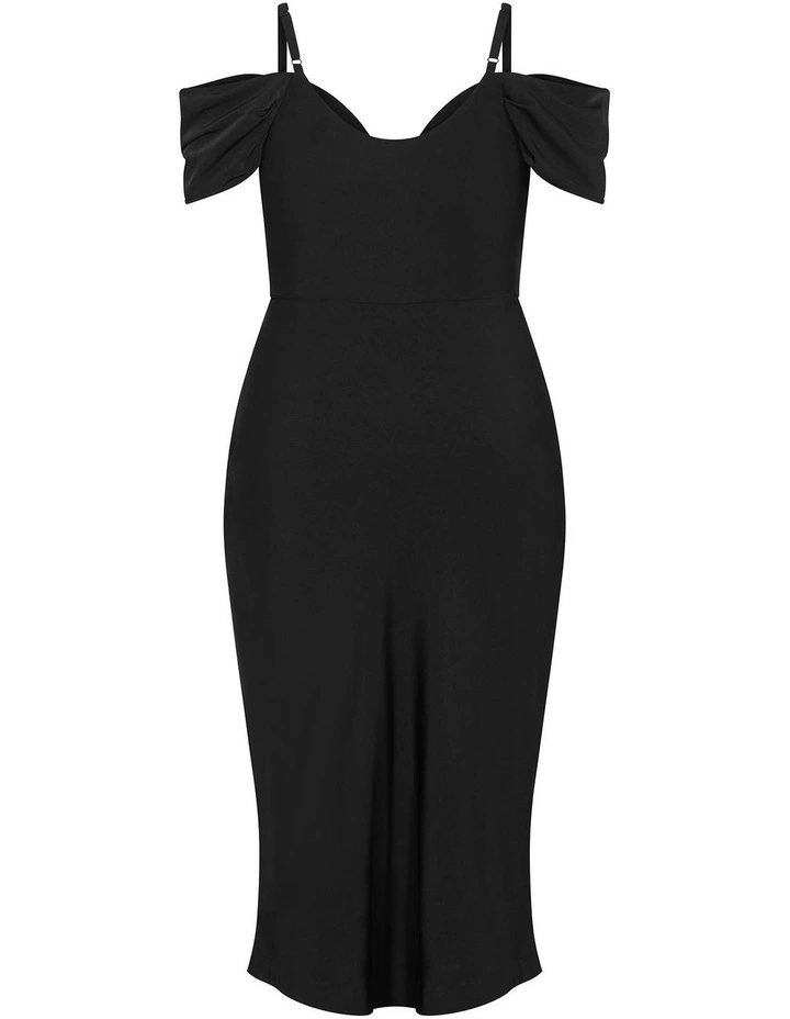 Plus Size Marisa Cold Shoulder Midi Dress in Black image 4