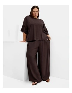Plus Size Alexi Wide Leg Pant in Chocolate