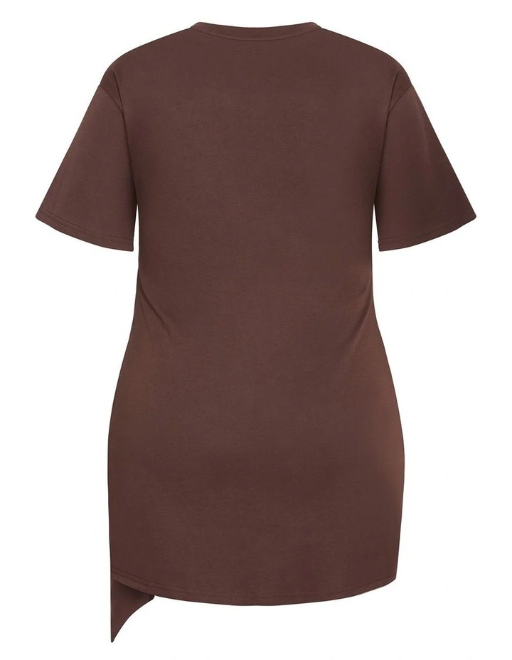 Plus Size Gina Waist Detail Mini Dress in Chocolate image 4