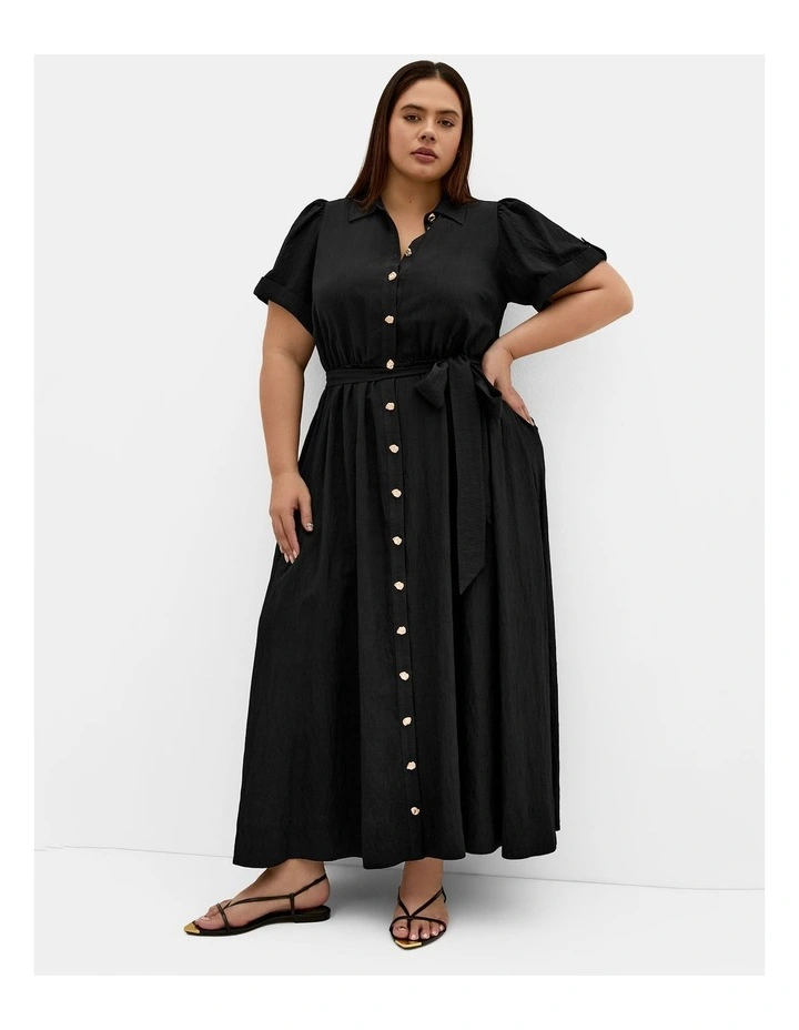 Plus Size Lydia Short Sleeve Maxi Dress in Black image 1