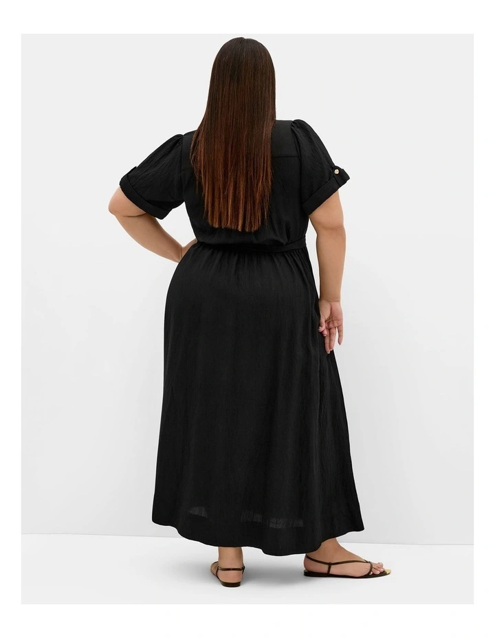 Plus Size Lydia Short Sleeve Maxi Dress in Black image 2
