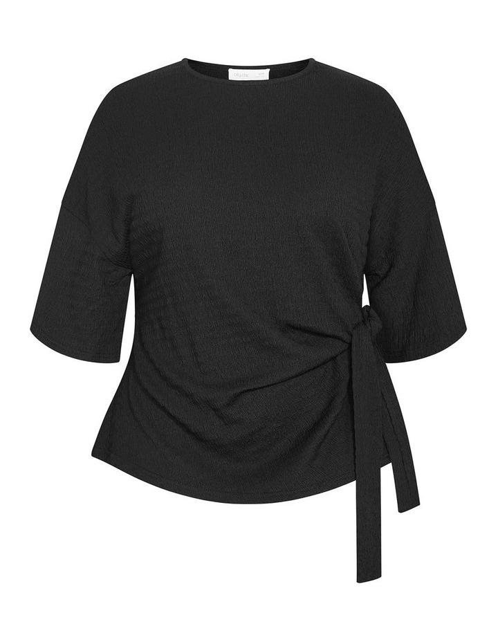 Plus Size Brianna Side Tie Top in Black image 3