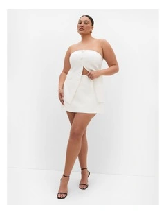 Plus Size Abbie Mini Skort in Ivory
