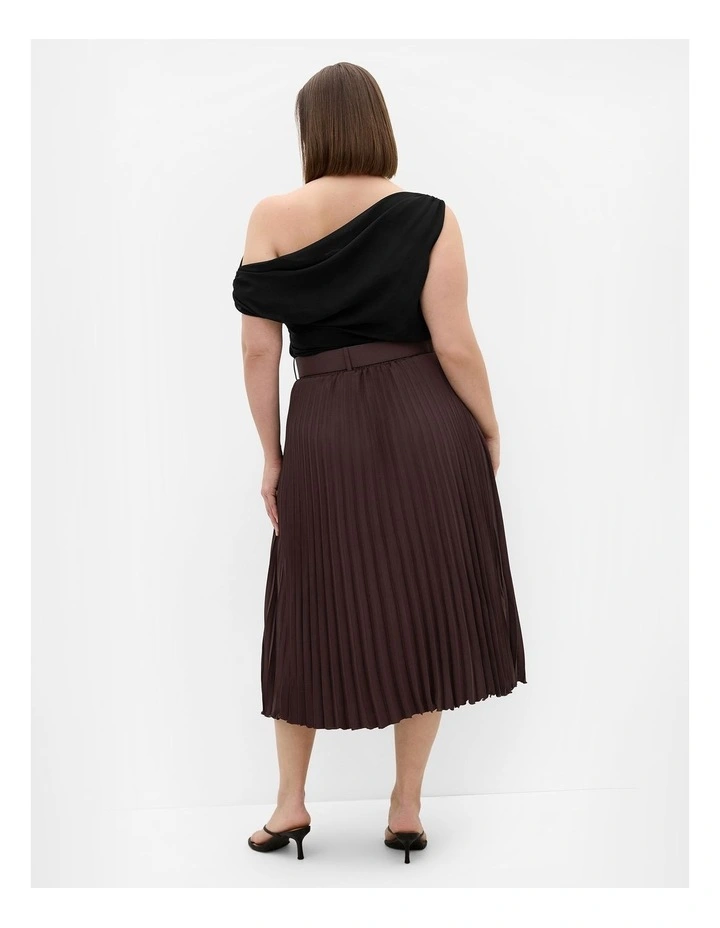 Plus Size Petra Pleat Midi Skirt in Espresso image 2