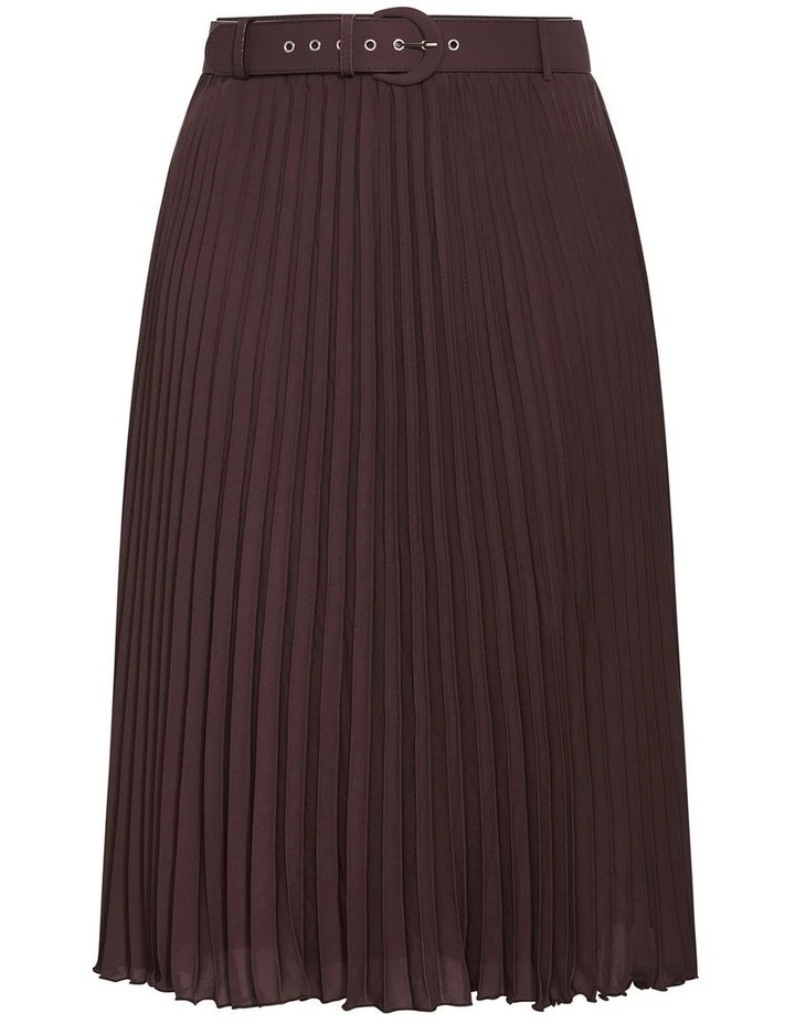 Plus Size Petra Pleat Midi Skirt in Espresso image 3