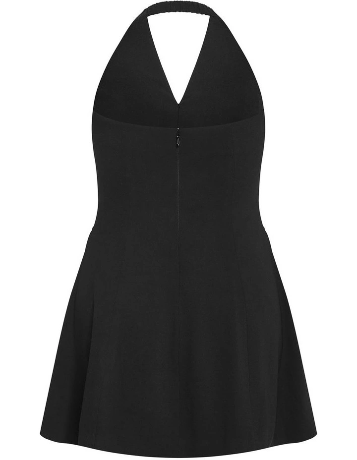 Plus Size Abbie Tailored Halter Mini Dress in Black image 4