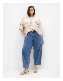Plus Size Alexi Trance Print Top in Salmon