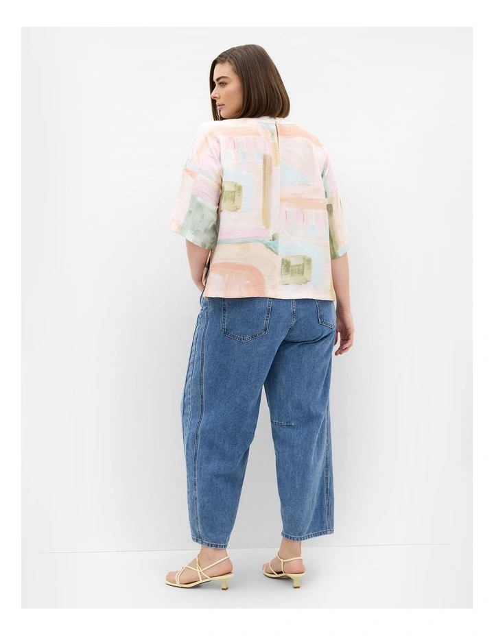 Plus Size Alexi Trance Print Top in Salmon image 2
