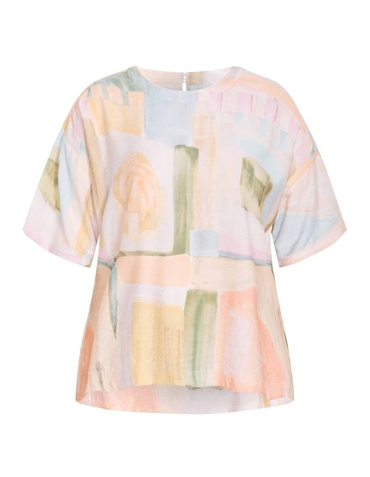 Plus Size Alexi Trance Print Top in Salmon image 3
