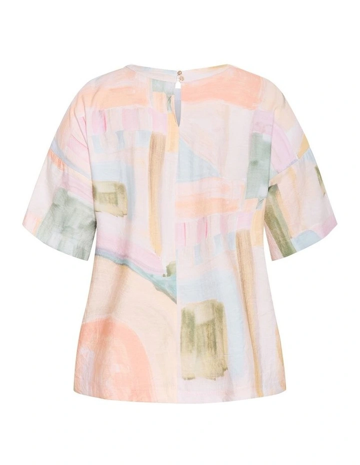Plus Size Alexi Trance Print Top in Salmon image 4
