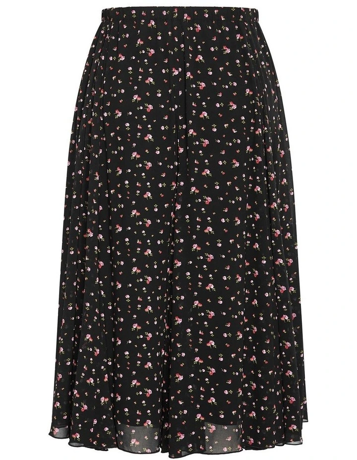 Plus Size Serene Floral Print Skirt in Black image 3