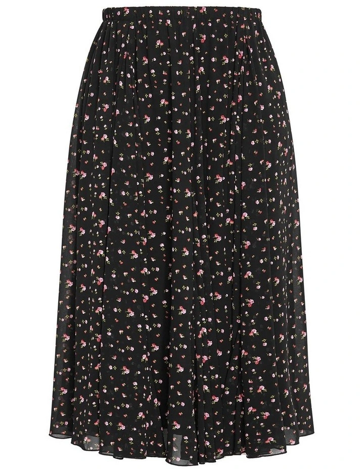 Plus Size Serene Floral Print Skirt in Black image 4