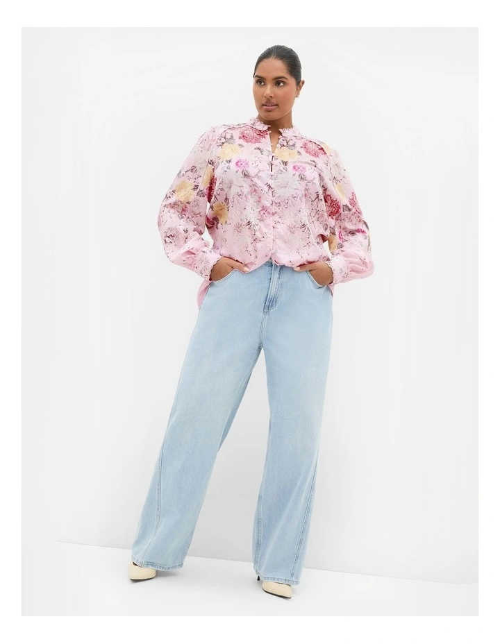 Plus Size Gianna Botanical Print Shirt in Soft Pink image 1