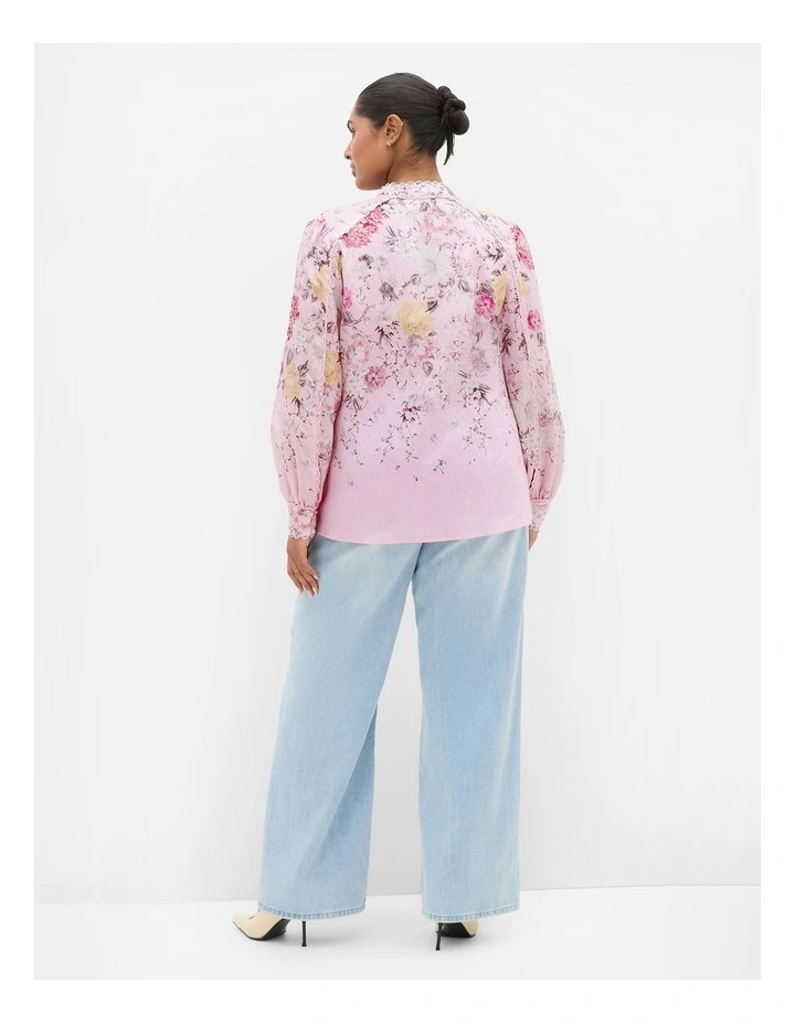 Plus Size Gianna Botanical Print Shirt in Soft Pink image 2