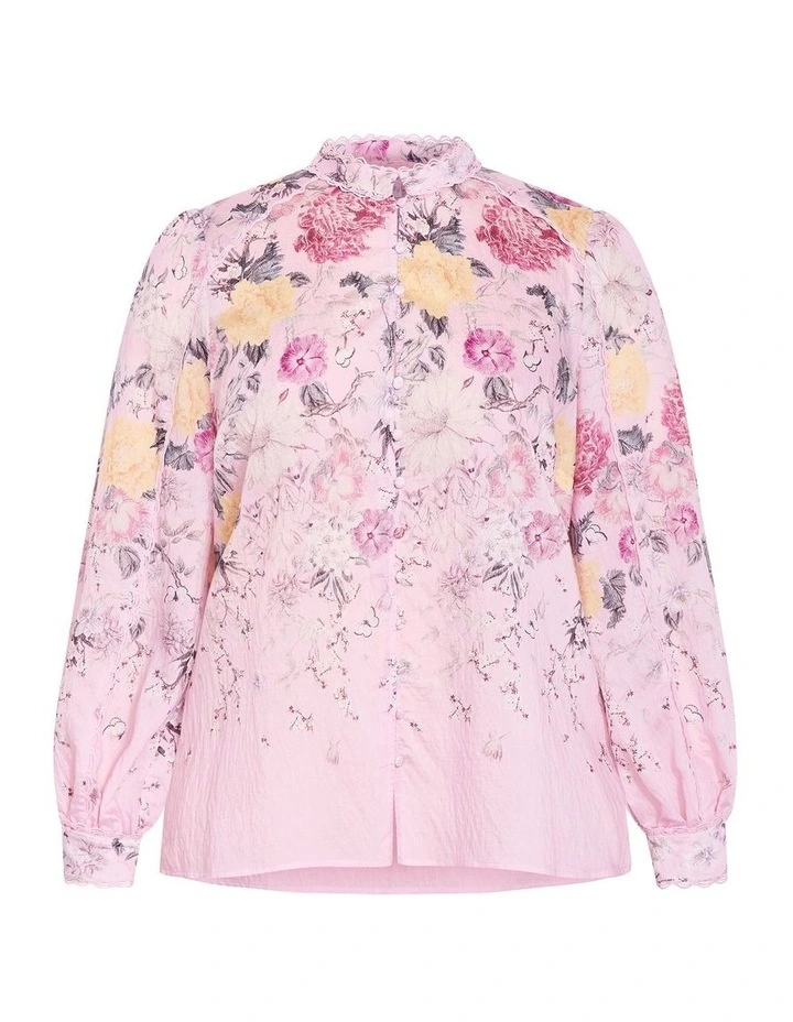 Plus Size Gianna Botanical Print Shirt in Soft Pink image 3