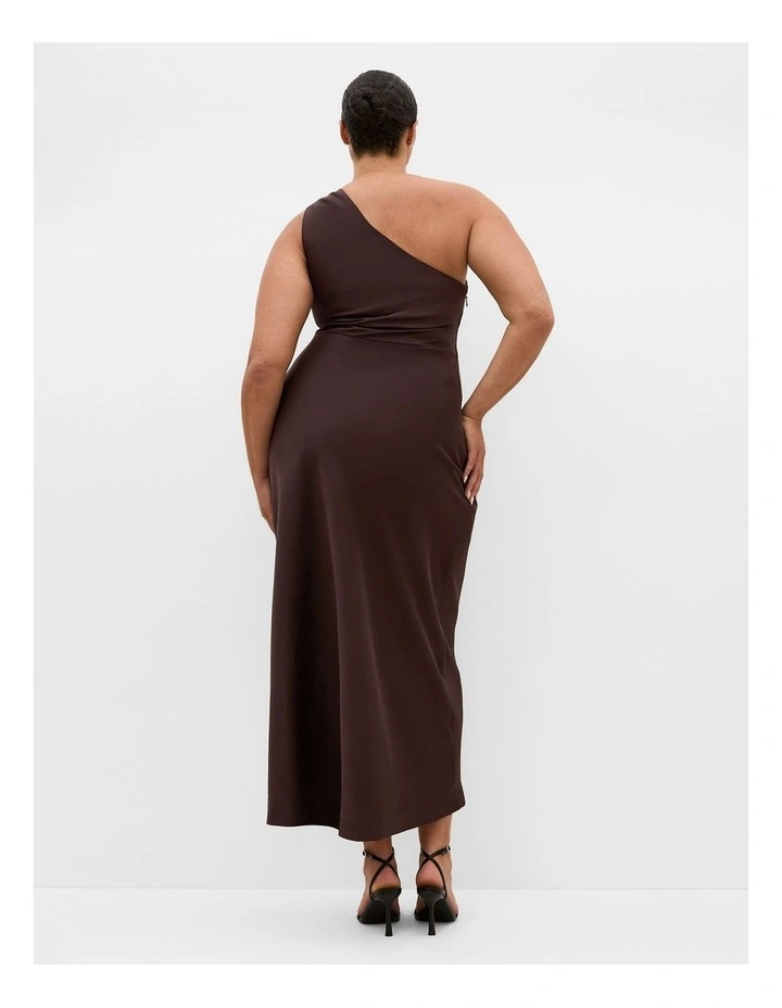 Plus Size Jayne One Shoulder Maxi Dress in Chocolate image 2