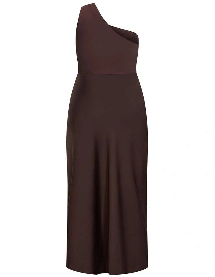 Plus Size Jayne One Shoulder Maxi Dress in Chocolate image 4