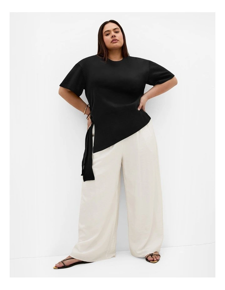 Plus Size Zanzibar Asymmetrical Side Tie Tee in Black image 1
