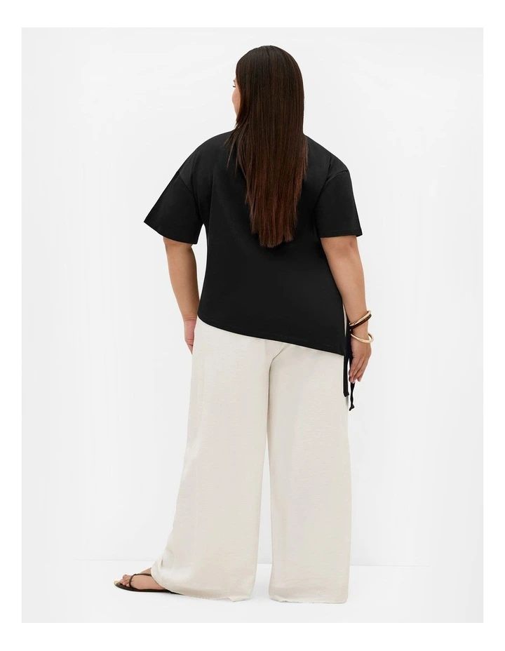 Plus Size Zanzibar Asymmetrical Side Tie Tee in Black image 2