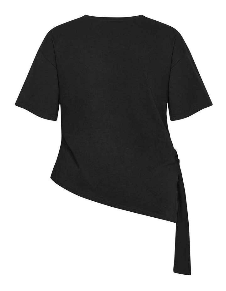 Plus Size Zanzibar Asymmetrical Side Tie Tee in Black image 4