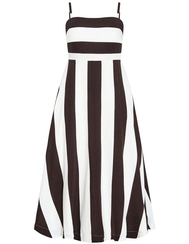 Plus Size Simone Strapless Stripe Maxi Dress in Chocolate image 3