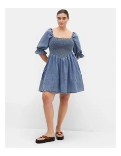 Plus Size Kaitlyn Denim Mini Dress in Light Wash