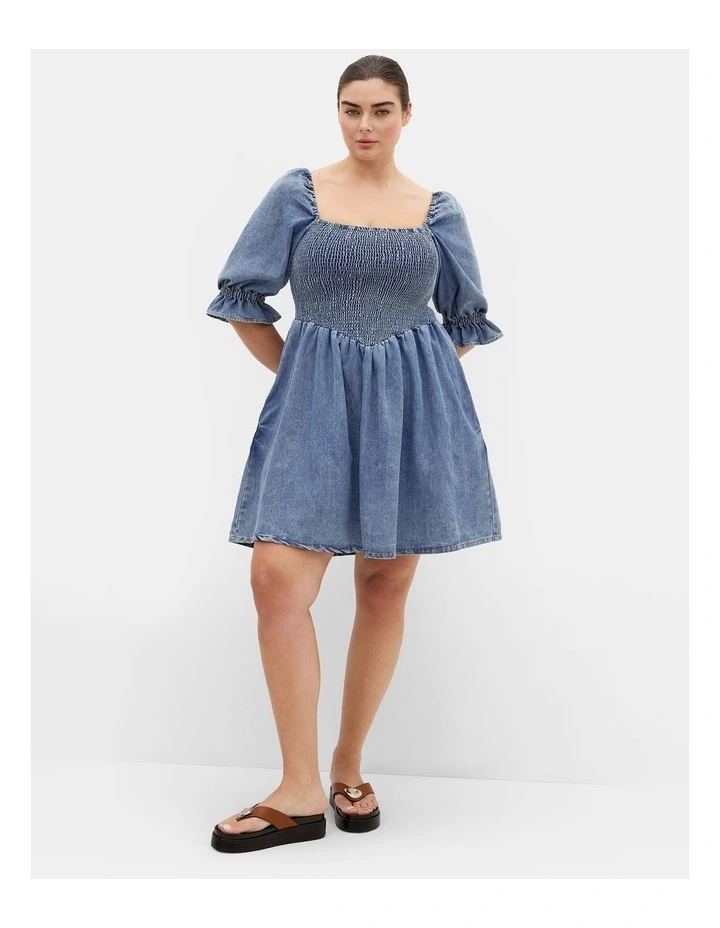 Plus Size Kaitlyn Denim Mini Dress in Light Wash image 1