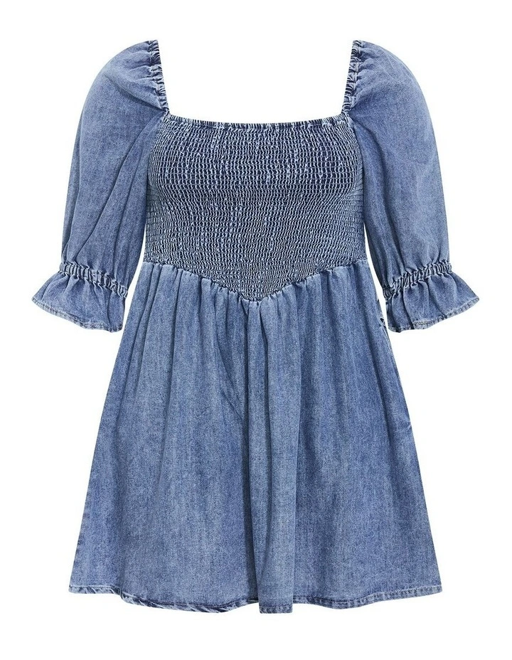 Plus Size Kaitlyn Denim Mini Dress in Light Wash image 3