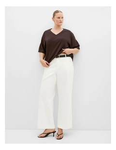 Plus Size Oversized V Neck Tee in Chocolate