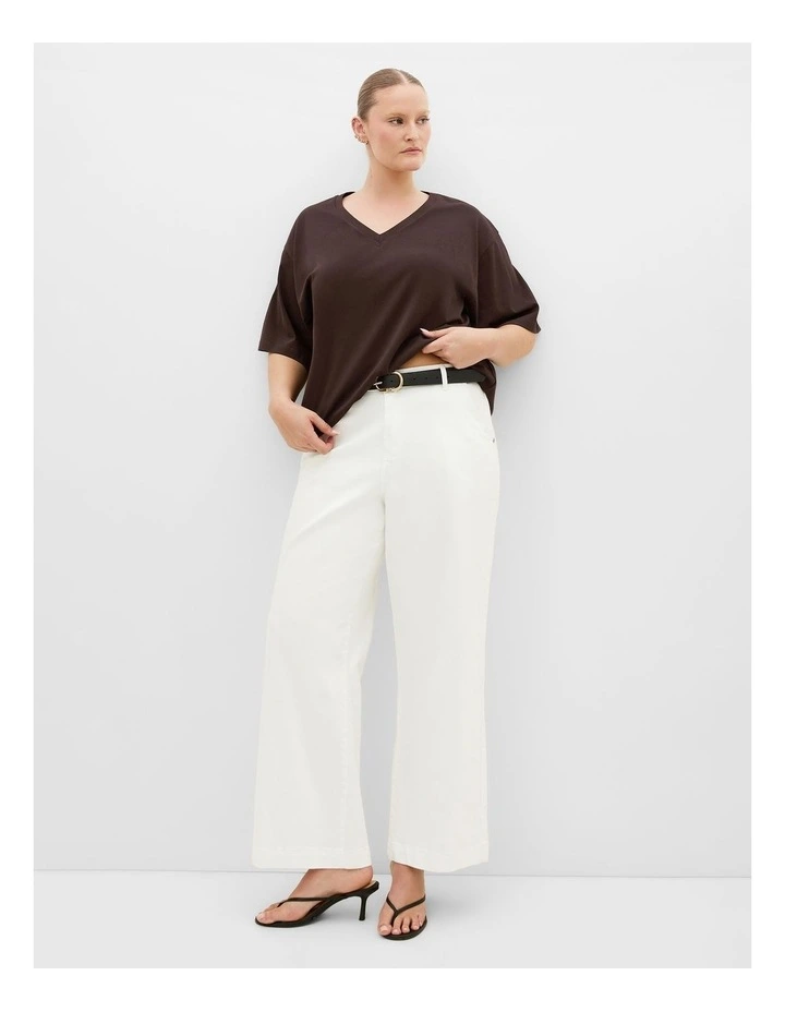 Plus Size Oversized V Neck Tee in Chocolate image 1