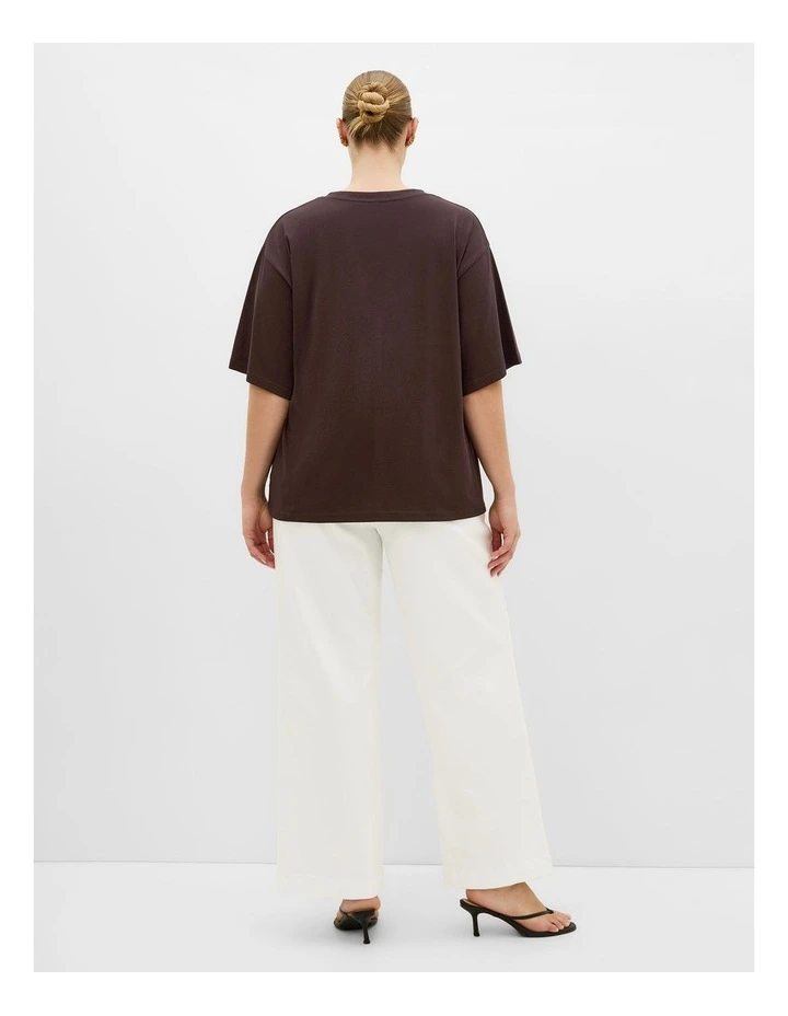 Plus Size Oversized V Neck Tee in Chocolate image 2
