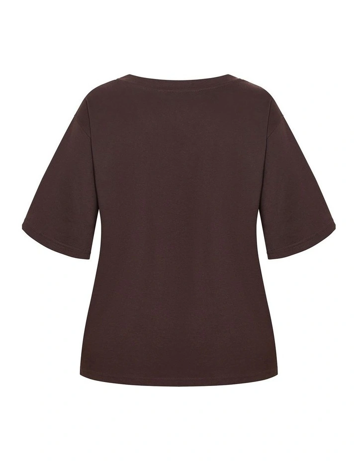 Plus Size Oversized V Neck Tee in Chocolate image 4