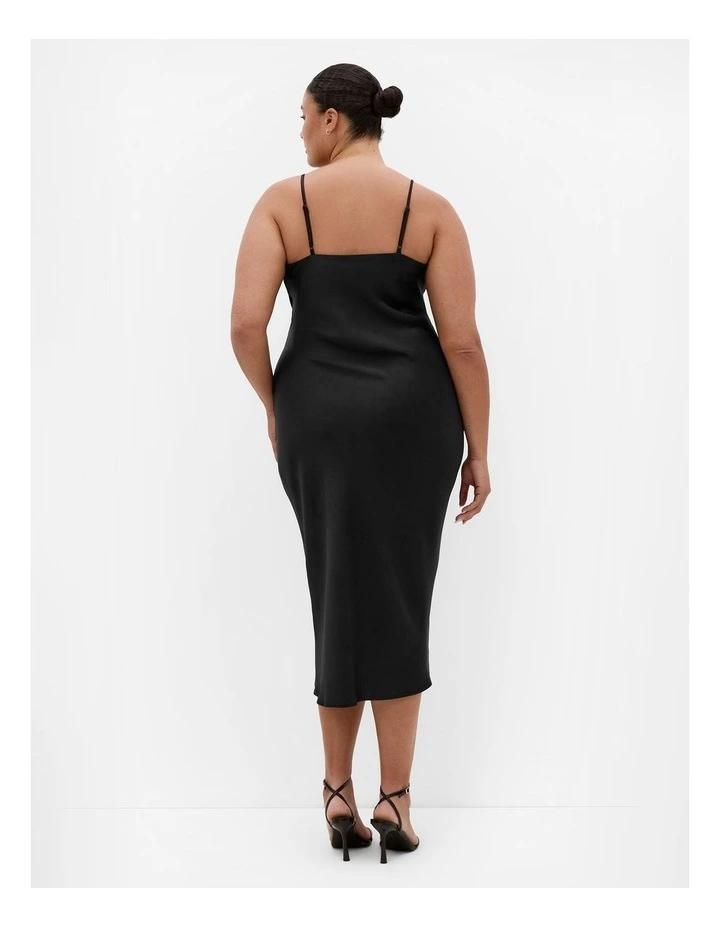 Plus Size Adelina Twist Slip Dress in Black image 2