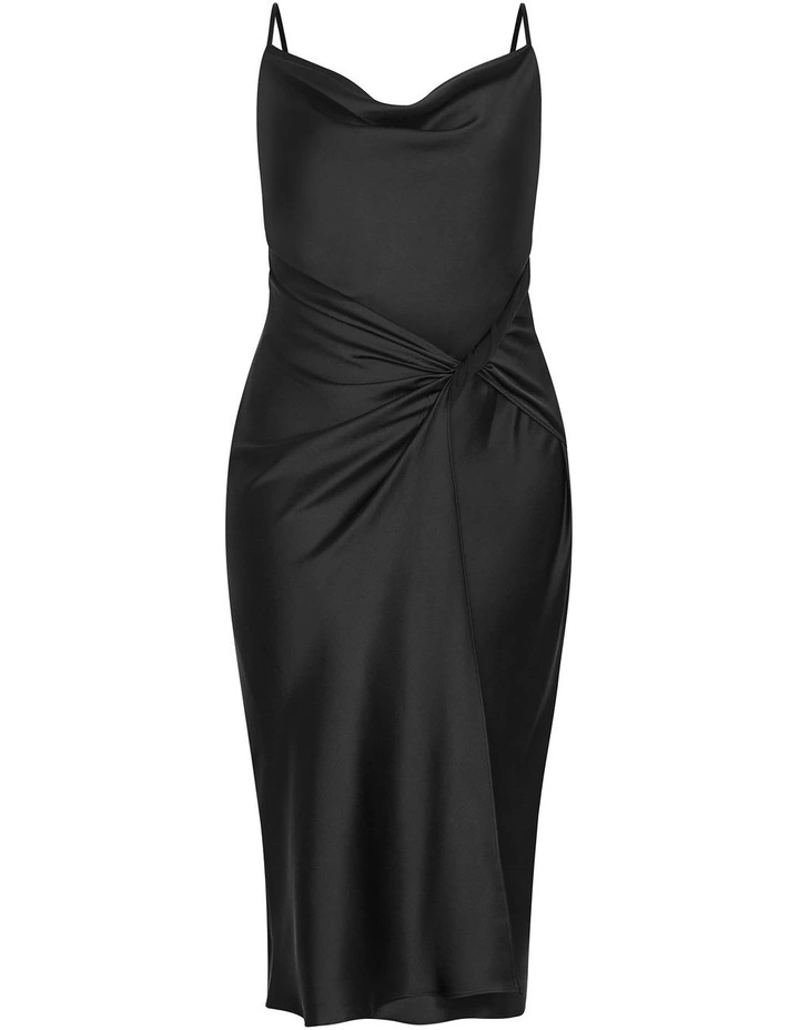 Plus Size Adelina Twist Slip Dress in Black image 3