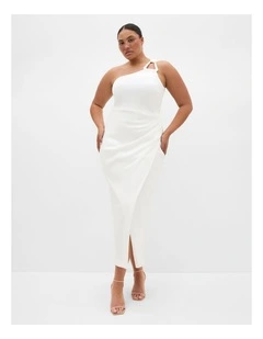 Plus Size Jayne One Shoulder Maxi Dress in Ivory
