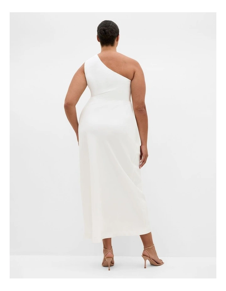 Plus Size Jayne One Shoulder Maxi Dress in Ivory image 2