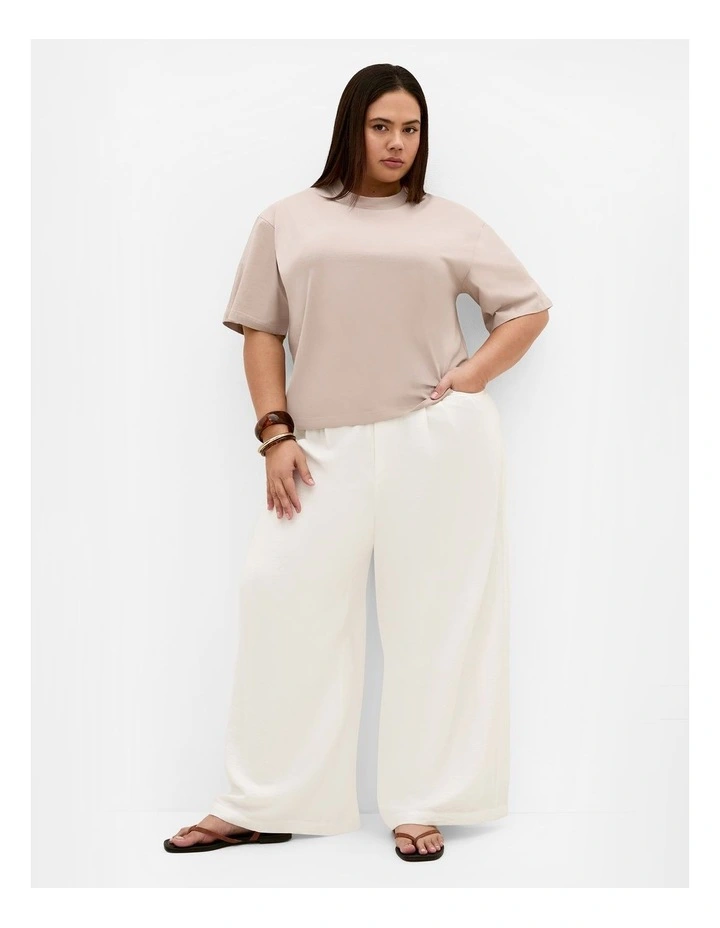 Plus Size Oversized Crew Neck Tee in Latte image 1