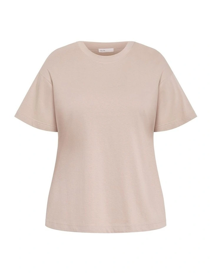 Plus Size Oversized Crew Neck Tee in Latte image 3