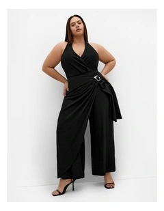 Plus Size Emelia Drape Front Jumpsuit in Black